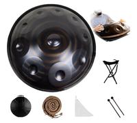 Tambor De Mano De 22 Pulgadas, 9, 10 Y 12 Notas, 440/432 Hz, Re Menor Kurda, Tambores Handpan Para Meditación, ASMR, Terapia De Sonido Y Yoga(Dark,10 Notes (432Hz))