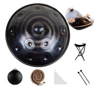 Tambor De Mano De 22 Pulgadas, 9, 10 Y 12 Notas, 440/432 Hz, Re Menor Kurda, Tambores Handpan Para Meditación, ASMR, Terapia De Sonido Y Yoga(Dark,12 Notes (440Hz))