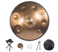 Tambor de mano de 22 pulgadas en D menor de 432 Hz con soporte y bolsa, tambor de mano de acero para sanación y meditación, incluye 2 baquetas