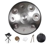 Tambor de mano de 22 pulgadas en D menor de 432 Hz con soporte y bolsa, tambor de mano de acero para sanación y meditación, incluye 2 baquetas