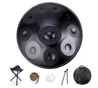 Tambor de mano de 22 pulgadas en D menor de 432 Hz con soporte y bolsa, tambor de mano de acero para sanación y meditación, incluye 2 baquetas