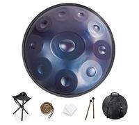 Tambor de mano de 22 pulgadas en D menor de 432 Hz con soporte y bolsa, tambor de mano de acero para sanación y meditación, incluye 2 baquetas