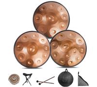 Tambor De Mano De 432 Hz/440 Hz, Handpan Drums Sets De 9/10/12 Notas, Tambor De Lengua De Acero De 22 Pulgadas, Hand Drum Steel Drum Percusión(GOLD-10 NOTES,432Hz)