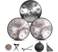 Tambor De Mano De 432 Hz/440 Hz, Handpan Drums Sets De 9/10/12 Notas, Tambor De Lengua De Acero De 22 Pulgadas, Hand Drum Steel Drum Percusión(SILVER-12 NOTES,432Hz)