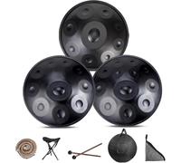 Tambor De Mano De 432 Hz/440 Hz, Handpan Drums Sets De 9/10/12 Notas, TTambor De Lengua De Acero De 22 Pulgadas, Hand Drum Steel Drum Percusión, for Educación Musical Y Yoga(BLACK-9 NOTES,440Hz)