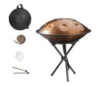 Tambor De Mano De 432 Hz/440 Hz Para Adultos, Hand Drum Steel Drum Percusión, 22 Pulgadas 9/10/12 Notas Handpan Drum En Re Menor Con Soporte, Funda Blanda, Baquetas(Gold,440HZ/9Note)
