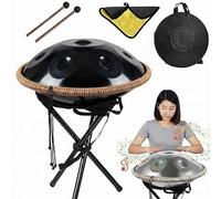 Tambor de Mano de 440 Hz/432 Hz para Adultos, Handpan de Mano de Acero para Principiantes, Hand Drum 22 Pulgadas, 12 Notas para Meditación y Relajación(ojos dorados,432HZ/18inch/9Note)