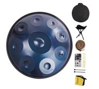 Tambor de mano de 9 notas, tambor de lengüeta de acero en re menor de 22", hecho a mano para la armonía meditativa y la relajación(Blue,440Hz)