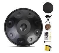 Tambor de mano de 9 notas, tambor de lengüeta de acero en re menor de 22", hecho a mano para la armonía meditativa y la relajación(Black,432Hz)