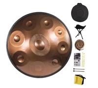 Tambor de mano de 9 notas, tambor de lengüeta de acero en re menor de 22", hecho a mano para la armonía meditativa y la relajación(Gold,432Hz)