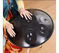 Tambor de mano de 9 notas, tambor de mano de acero de percusión en re menor, juego de mano de 22 pulgadas 440 Hz con bolsa de mano suave, 2 mazos de mano, soporte de mano, ne