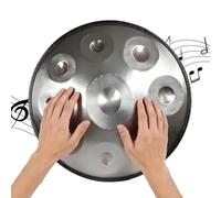 Tambor de Mano de Acero 22 Pulgadas, Handpan Drum D 440Hz 432Hz, Instrumento de Tambor Manual, Percusión Instrumentos Musicales Juego de Batería de Mano, con Soporte Mazo Bolsa(Silver,432HZ/10Note)