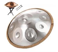 Tambor De Mano De Acero De 22 Pulgadas, 440 Hz, En Re Menor, Handpan Drum Con Cuerdas Edge, Pandereta Para Interpretación Profesional(Silver,10 Notes)