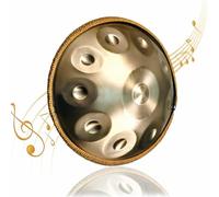 Tambor de mano de acero de 22 pulgadas, en D Menor, 432/440 Hz, 9/10 tonos, con bolsa de mano suave, soporte para tambor de mano, mazos de percusión armoniosa para sanación del sonido, meditación