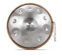 Tambor de Mano de Acero de 22 Pulgadas, Handpan Drum en D menor con 12/9/10 Notas 432/440Hz, Produce Resonancia Agradable, con Funda, Soporte y Mazos para Sanación Sonora(Plata,440Hz/12Note)