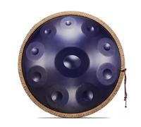 Tambor de Mano de Acero de 22 Pulgadas, Handpan Drum en D menor con 12/9/10 Notas 432/440Hz, Produce Resonancia Agradable, con Funda, Soporte y Mazos para Sanación Sonora(Morada,432Hz/10Note)