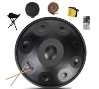 Tambor De Mano De Acero De 22 Pulgadas, Handpan Drum Kurdo En Re Menor Para Interpretación Profesional, Tambor Handpan Para Adultos, Instrumento De Percusión(Black,9 Notes (440Hz))