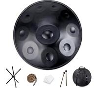 Tambor de mano de acero de 22 pulgadas, instrumento de tambor Handpan, alto nivel de calidad, alto nivel de calidad, que produce una resonancia agradable(Black,10 Notes (432Hz))