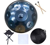 Tambor de mano de acero de 432 Hz, tambor de mano de acero de 22 pulgadas en re menor con bolsa y trípode, instrumento de tambor de mano de producción de audio profesional, 12 tonos, negro