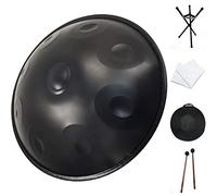 Tambor de mano de acero de 56 cm en re menor, 9 notas, incluye bolsa suave, 2 martillos, soporte y paño para el polvo, instrumento musical ideal para meditación y relajación