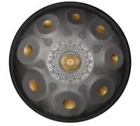 Tambor de mano de acero de 9 notas, instrumento de tambor Handpan en re menor, instrumento de batería premium, con bolsa Handpan, baquetas, trípode de batería, for producción de audio profesional(Colo