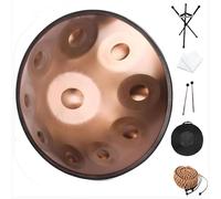 Tambor De Mano De Acero En Re Menor - 22 Pulgadas, 432 Hz/440 Hz, 9/10/12 Notas Harmonic Handpan Drum, Hand Drum Steel Drum Percusión, Juegos De Tambores De Mano(Gold-440Hz,10Notes)