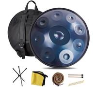 Tambor De Mano De Acero En Re Menor, 9/10/12 Notas, 440/432 Hz, 22 Pulgadas, Handpan Drum Con Cuerdas Edge(Blue,9 Notes (440Hz))