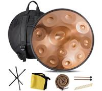 Tambor De Mano De Acero En Re Menor, 9/10/12 Notas, 440/432 Hz, 22 Pulgadas, Handpan Drum Con Cuerdas Edge(Gold,12 Notes (440Hz))