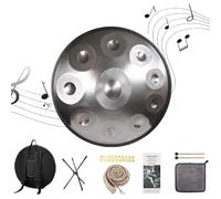 Tambor De Mano De Acero En Re Menor, Handpan Tambor De 22 Pulgadas, Handpan Drum Para Producción De Audio Profesional(Silver,10 Notes (440Hz))