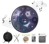 Tambor De Mano De Acero En Re Menor, Handpan Tambor De 22 Pulgadas, Handpan Drum Para Producción De Audio Profesional(Blue,12 Notes (432Hz))