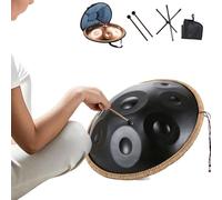 Tambor De Mano De Acero En Re Menor, Instrumento De Percusión Handpan De 22 Pulgadas, Tambor De Mano Armónico De 432 Hz/440 Hz Con Bolsa De Transporte, Para Meditación(Black,432HZ/12Note)