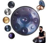 Tambor de mano de acero para adultos (22 pulgadas), Tambor de Lengua en D kurdo, con mochila, baquetas, soporte, pegatinas de notas, paño de limpieza(Blue,10 Notes (440Hz))