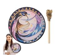 Tambor de mano de chamán,Tambor de chamán hecho a mano - Instrumentos de tambor con estampado de pájaros Instrumento espiritual - Innovadoras herramientas de meditación Drum Shaman para amantes de la