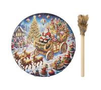 Tambor de mano de chamán,Tambor de chamán, Tambor chamán sanador de sonido navideño de 10 pulgadas con baqueta, Decoraciones para el hogar, instrumento espiritual para la meditación de reflexión.