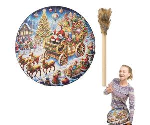 Tambor de mano de chamán,Tambor de chamán, Tambor chamán sanador de sonido navideño de 10 pulgadas con baqueta, Herramienta de curación sonora para música espiritual, decoración del hogar, herramienta