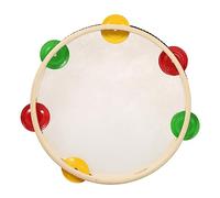 Tambor de mano de madera de 8 pulgadas con una sola fila, 6 platillos de metal, sonajeros, instrumento de percusión musical para niños, juegos y adultos, se aplica a la iglesia KTV
