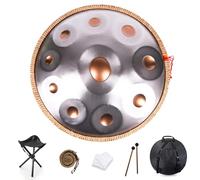 Tambor de mano | Escala D menor de 10 notas | Tambor de acero de 22 pulgadas con bolsa (440 Hz)
