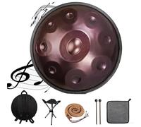 Tambor De Mano -Hand Drum Steel Drum Percusión De 22 Pulgadas En Re Menor, 432 Hz/440 Hz, 9/10/12 Notas Handpan Drums Sets, Para Reuniones Familiares Educación Musical(Purple,12 notes(432HZ))