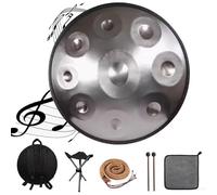 Tambor De Mano -Hand Drum Steel Drum Percusión De 22 Pulgadas En Re Menor, 432 Hz/440 Hz, 9/10/12 Notas Handpan Drums Sets, Para Reuniones Familiares Educación Musical(Silver,9 notes(432HZ))