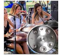 Tambor De Mano, Handpan, Handpan Drum, Tongue Drum, Pandereta 440 Hz, 10 Tonos, 22" De Acero Para Sanación Con Sonido, Meditación Personal, Percusión Handpan, Tambores Handpan Para Adultos(Silver,9 No