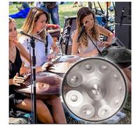 Tambor De Mano, Handpan, Handpan Drum, Tongue Drum, Pandereta 440 Hz, 10 Tonos, 22" De Acero Para Sanación Con Sonido, Meditación Personal, Percusión Handpan, Tambores Handpan Para Adultos(Silver,10 N