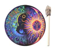 Tambor de mano, tambor chamán de 10 pulgadas con 1 par de baquetas, patrón instrumental de sol y, sanador de sonido, búfalo chamánico para música espiritual, meditación de reflexión