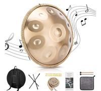 Tambor de mano, tambor de lengua de acero de 10 notas de 22 pulgadas en re menor, 432/440 Hz para yoga y meditación, curación de sonido