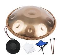 Tambor De Mano - Tambor De Lengua De Acero En Re Menor De 22 Pulgadas, 432 Hz/440 Hz, Hand Drum Steel Drum Percusión Con Bolsa De Mano Suave, 2 Mazos De Handpan Y Soporte De Handpan(432Hz,10Notes)