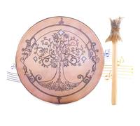 Tambor de meditación: tambores de chamán de madera con baqueta, tambores de chamán de madera, tambor de mano de chamán, herramienta de curación de sonido de tambor, hecho para meditación de reflexión