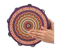 Tambor de pandereta para niños, pandereta de mano | Instrumento infantil de pandereta vintage de mano de 8 pulgadas | Instrumento musical de relajación para la mente y el cuerpo, apto para
