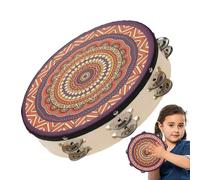 Tambor de pandereta para niños, pandereta de mano - Pandereta de tambor de mano vintage de 8 pulgadas en madera | Instrumento musical de relajación para la mente y el cuerpo, apto para principiantes p