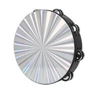 Tambor de percusión de mano de metal con mango ergonómico de 8/10 pulgadas, pandereta musical redonda de doble fila