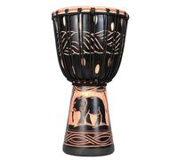 Tambor Djembe profesional africano de 12 pulgadas, hecho de una sola pieza de madera, tiene alta dureza, densidad y no es fácil de romper, puramente afinado a mano, bajos, medios y altos claros