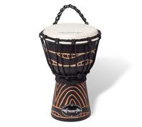 Tambor djembé World Rhythm de 30 cm (12") con parche de piel de cabra de 7", afinado con cuerda, tallado a mano, estilo africano, acabado negro en espiral